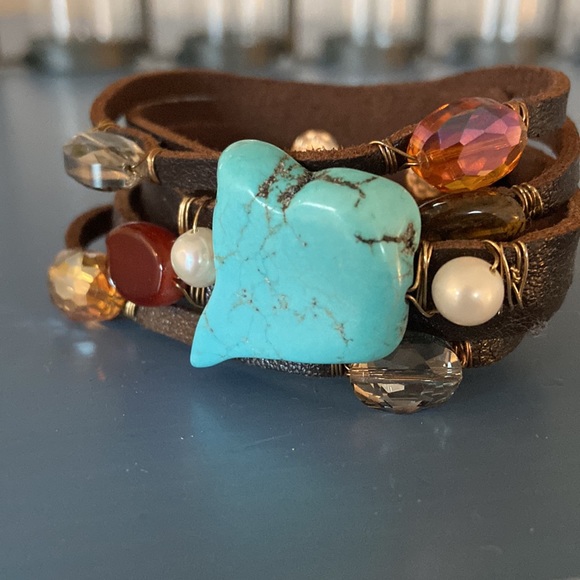 Beautiful Handcrafted Chunky Leather Bracelet - Picture 3 of 3